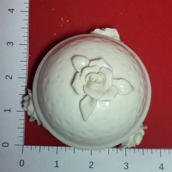 VTG Godinger Porcelain White Rose Dish & Trinket Box - Picture 10 of 14